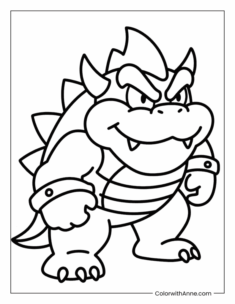 Easy Bowser Coloring Page for Kids