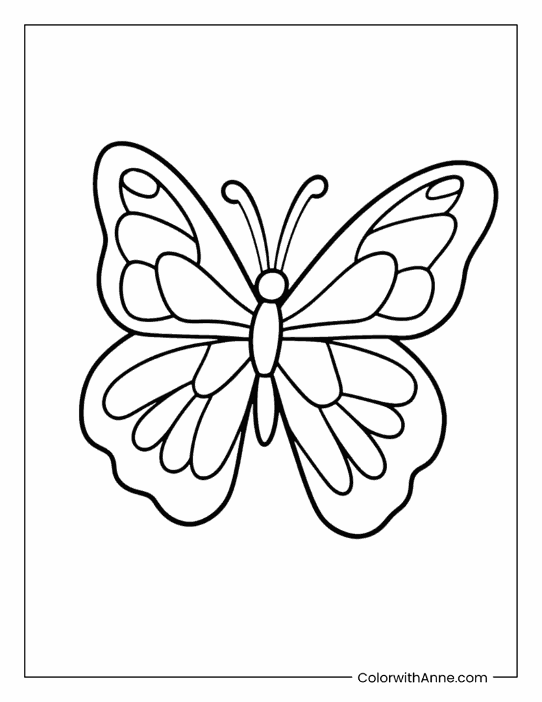 Easy Butterfly Coloring Page for Kids