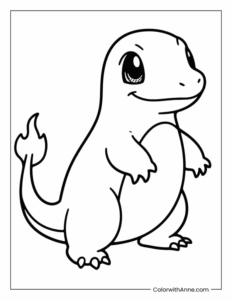 Easy Charmander Coloring Page for Kids