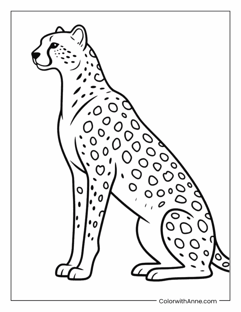 Easy Cheetah Coloring Page for Kids