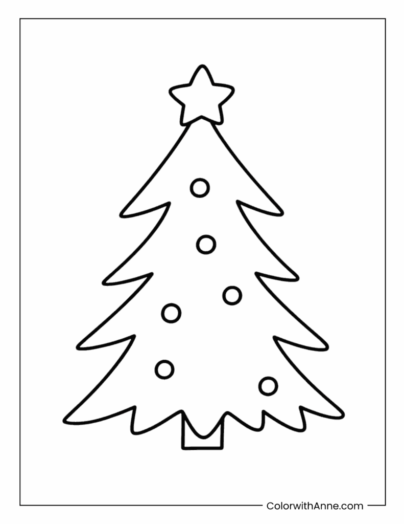 Easy Christmas Tree Coloring Page for Kids