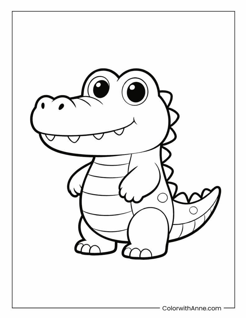 Easy Crocodile Coloring Page for Kids