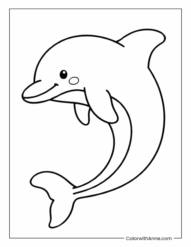 Easy Dolphine Coloring Page for Kids
