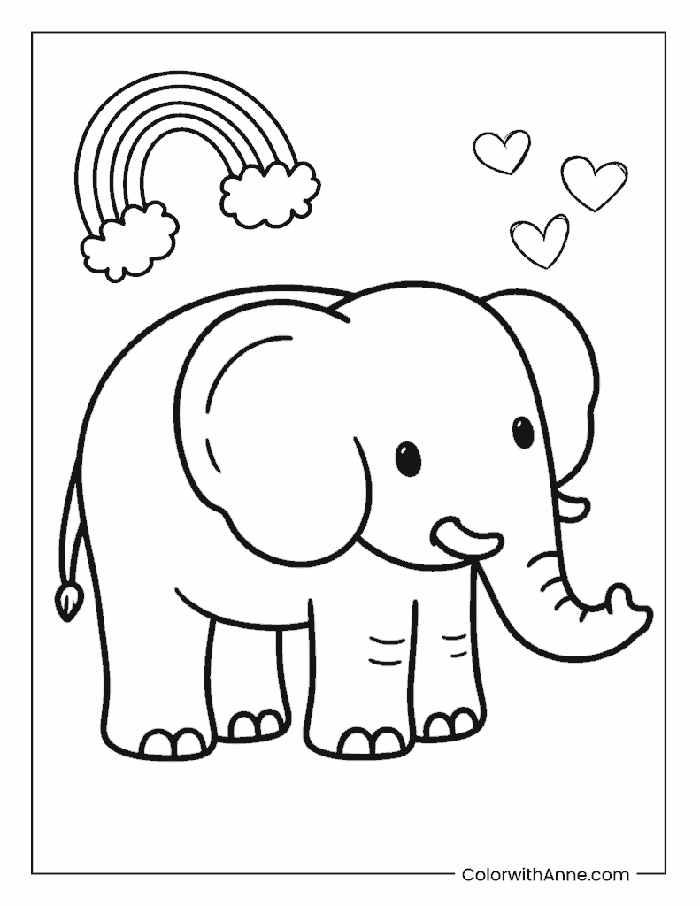 Easy Elephant Coloring Page for Kids
