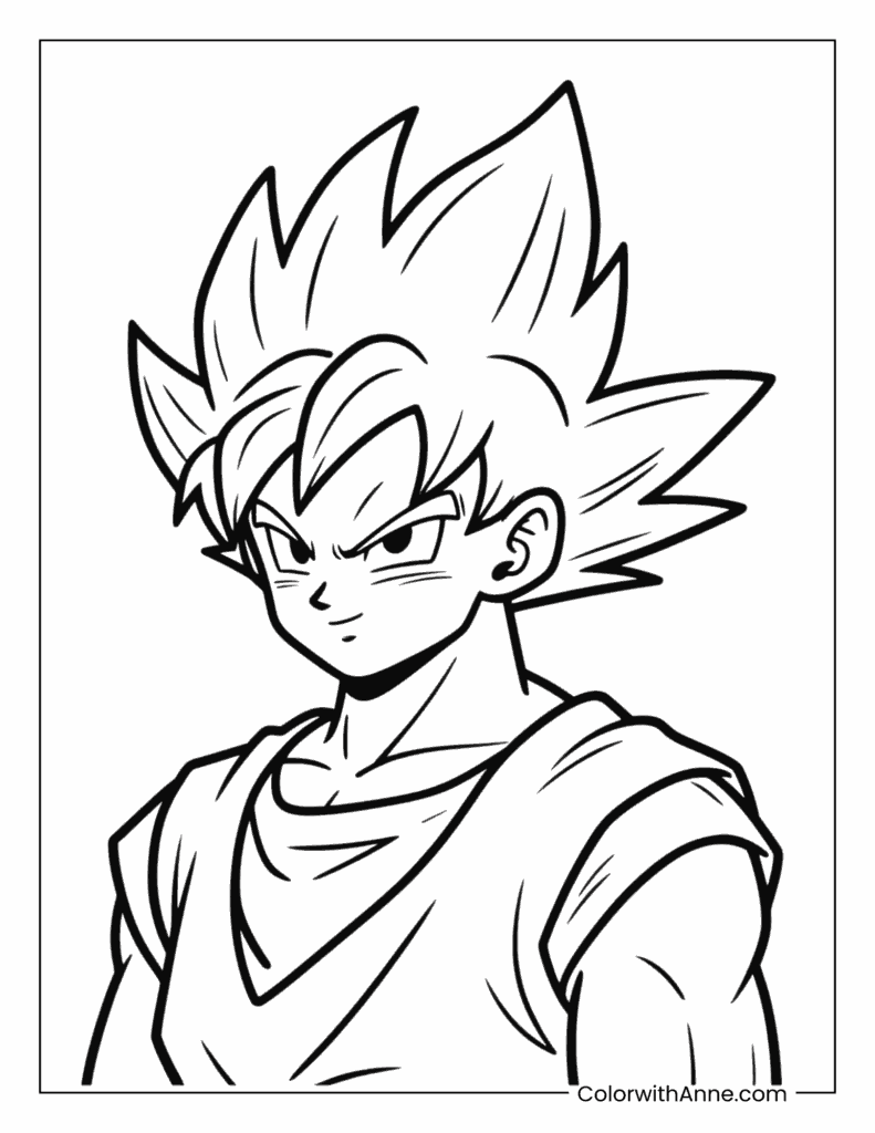 Easy Goku Coloring Page for Kids