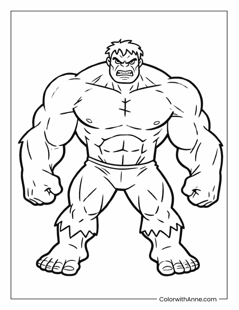 Easy Hulk Coloring Page for Kids