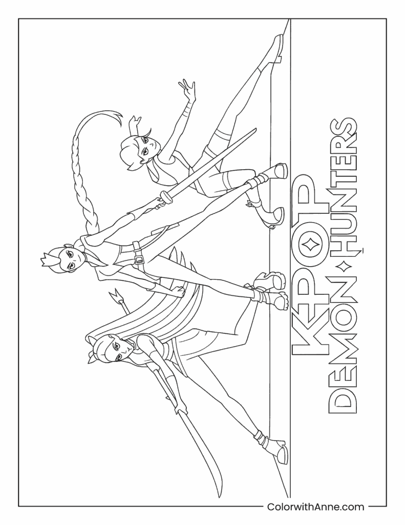 Easy KPop Demon Hunters Coloring Page for Kids