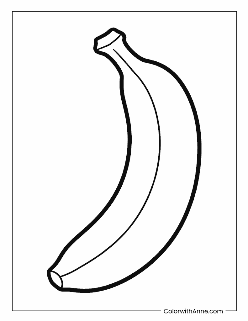 Easy Large Banana Coloring Page for Kids