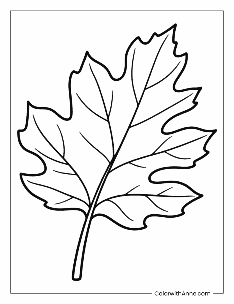 Easy Leaf Coloring Page for Kids