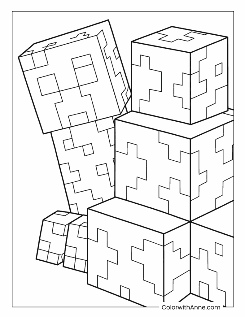 Easy Minecraft Creeper Coloring Page