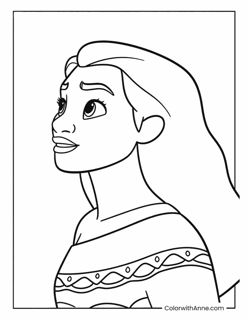 Easy Moana Coloring Page for Kids