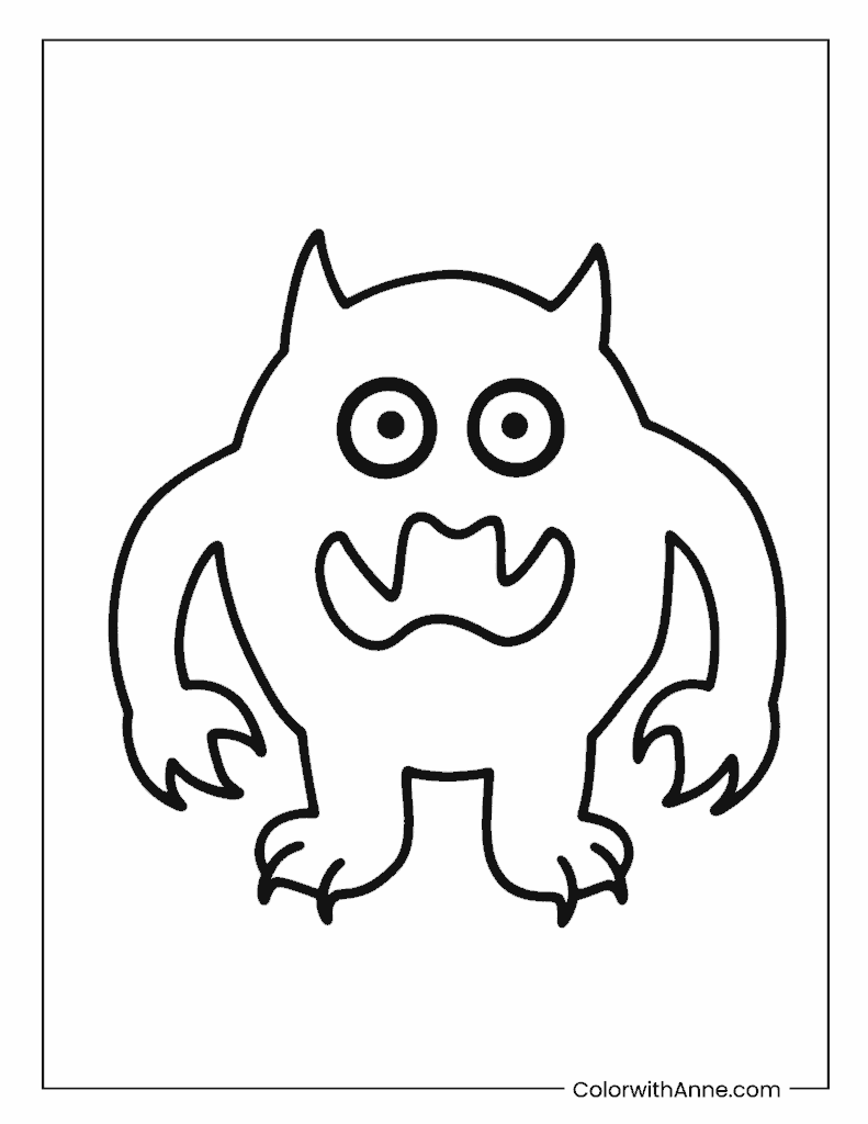 Easy Monster Coloring Page for Kids
