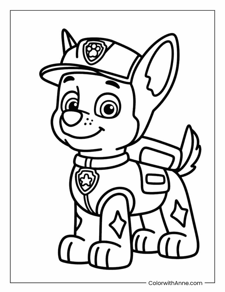 Easy Paw Patrol Coloring Page for Kids