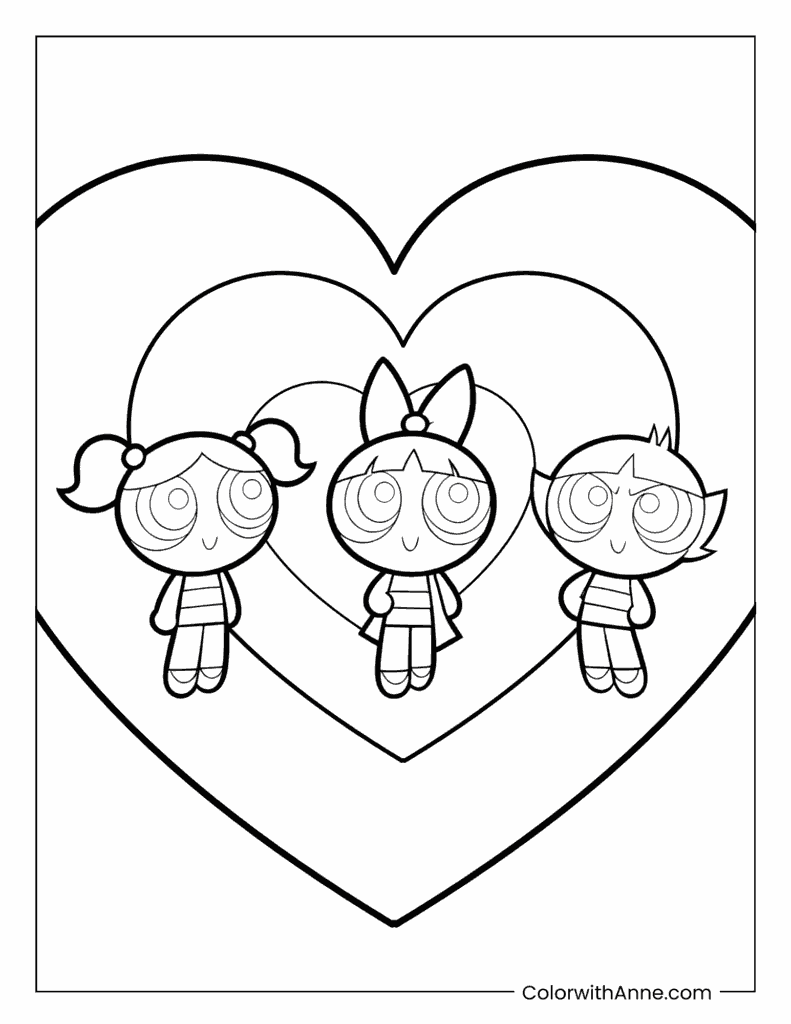 Easy Powerpuff Girls Coloring Page for Kids
