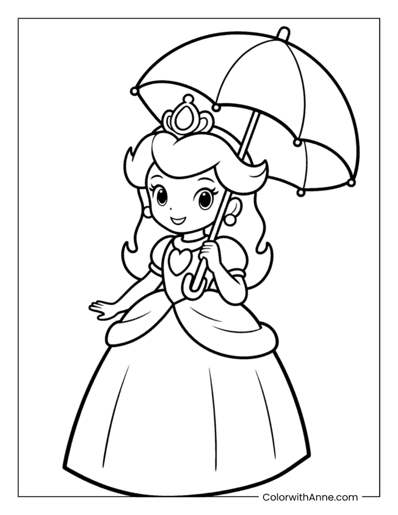 Easy Princess Peach Coloring Page