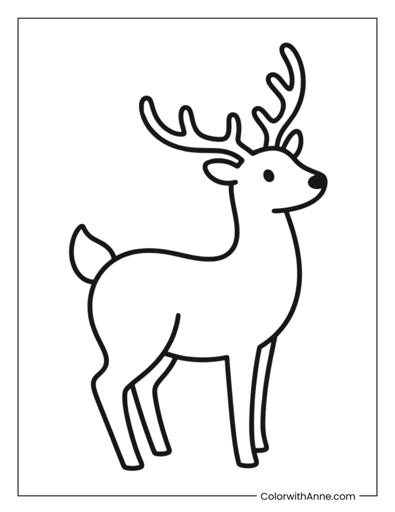 Easy Reindeer Coloring Page for Kids