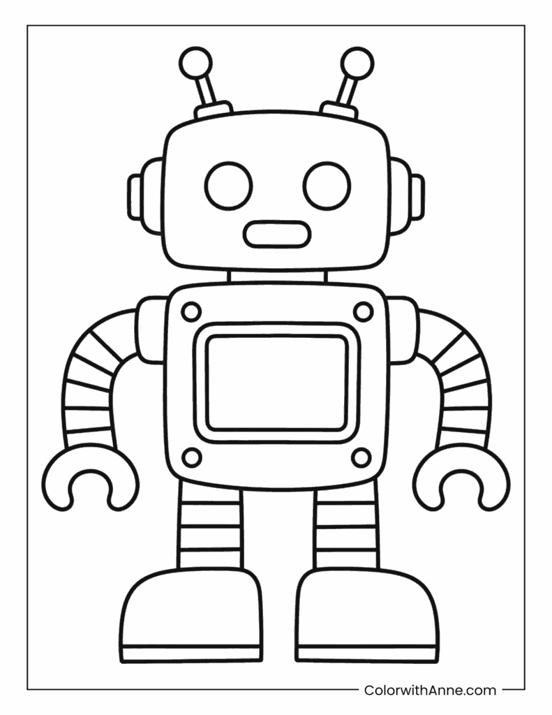 Easy Robot Coloring Page for Kids