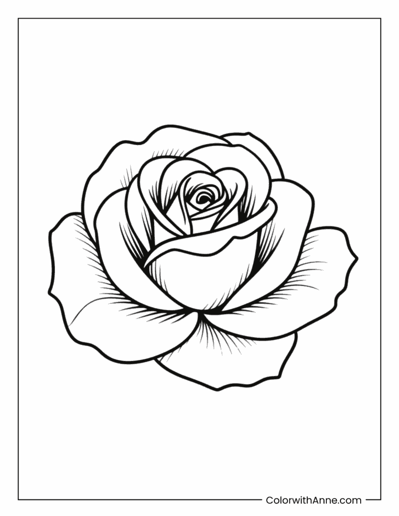 Easy Rose Coloring Page for Kids