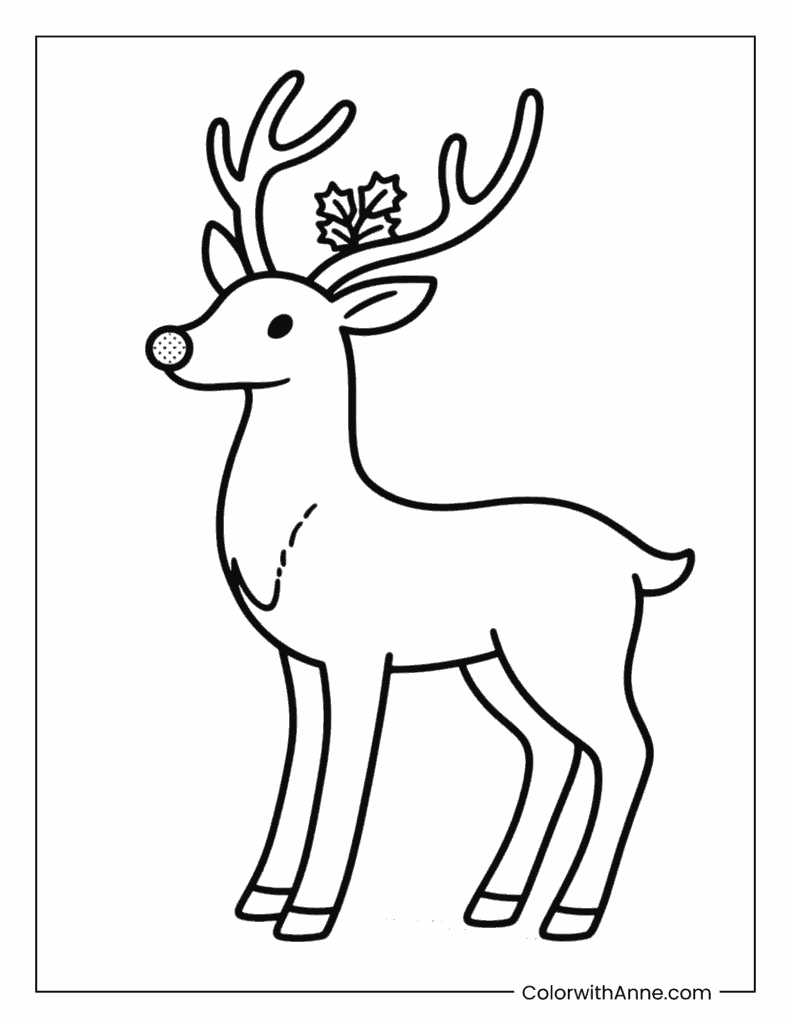 Easy Rudolph Coloring Page for Kids
