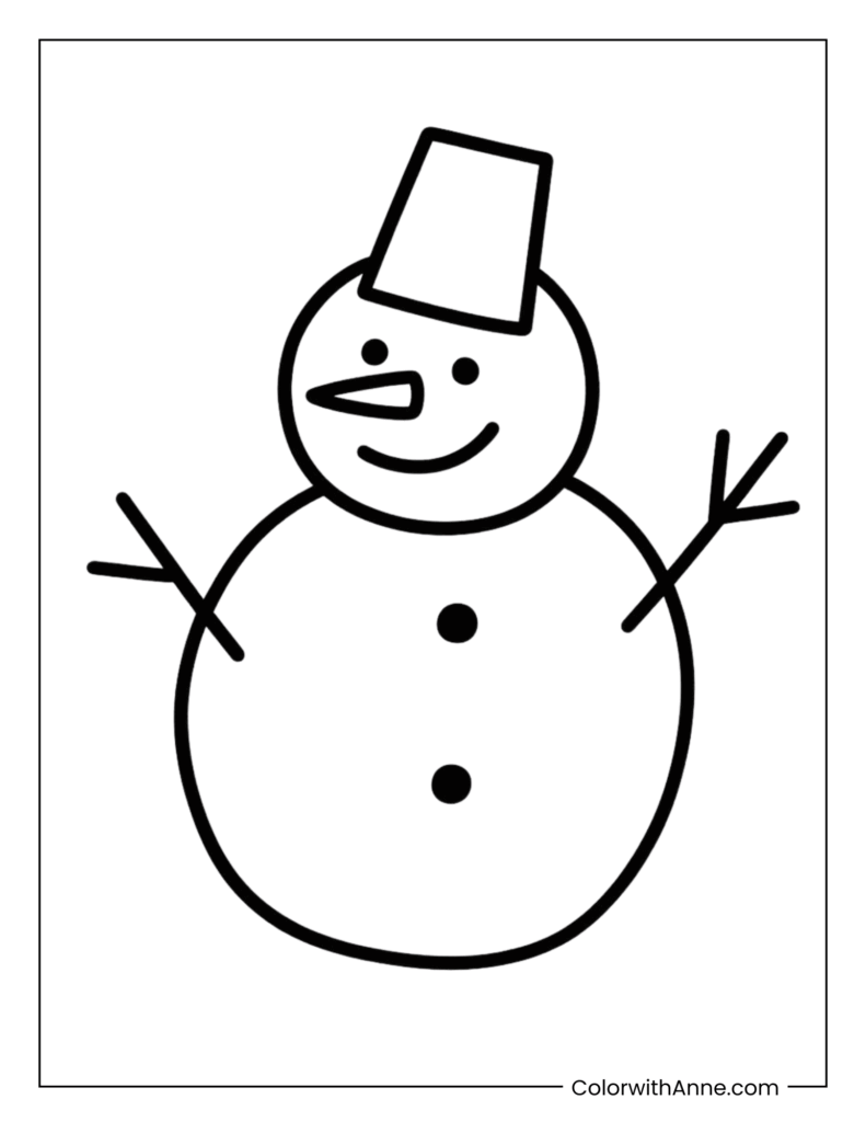 Easy Snowman Coloring Page