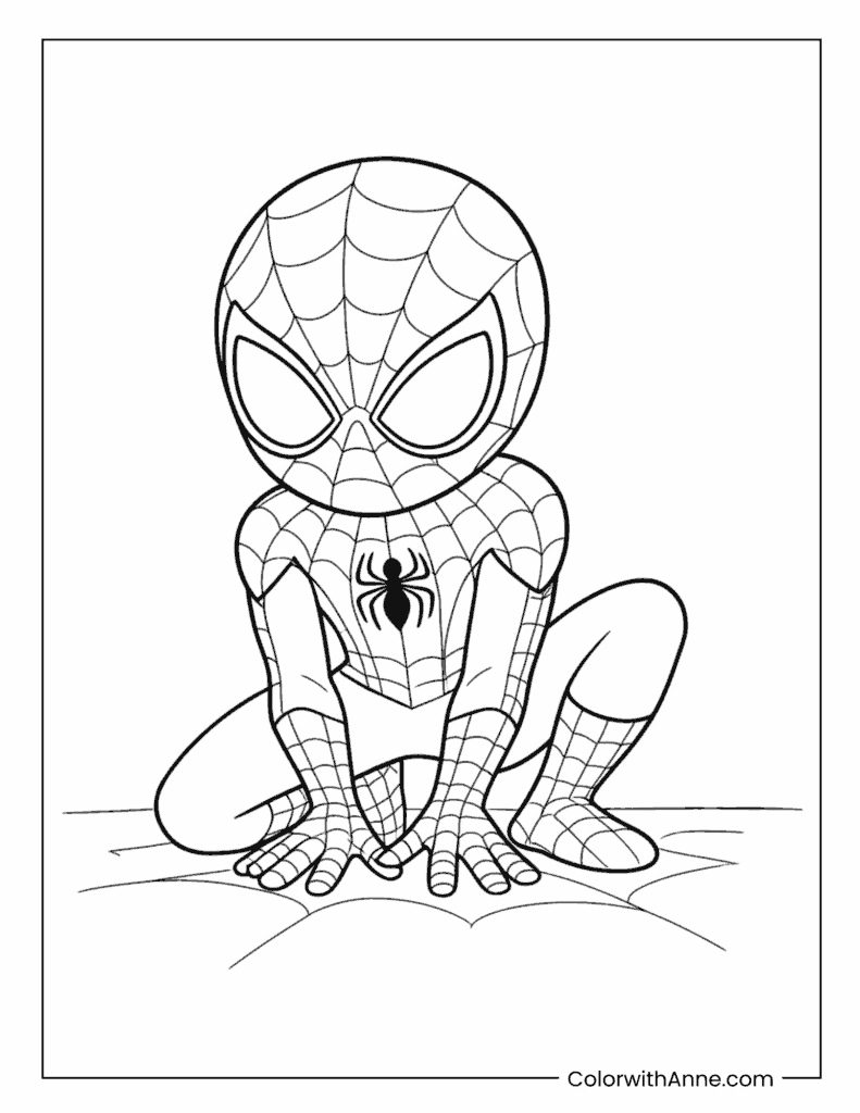 Easy Spidey Ready for Action Coloring Page for Kids