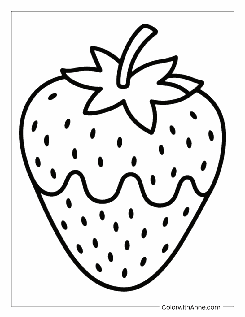 Easy Strawberry Coloring Page