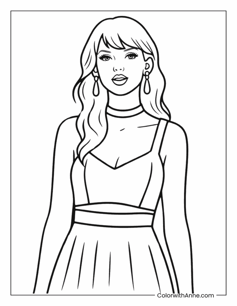 Easy Taylor Swift Coloring Page