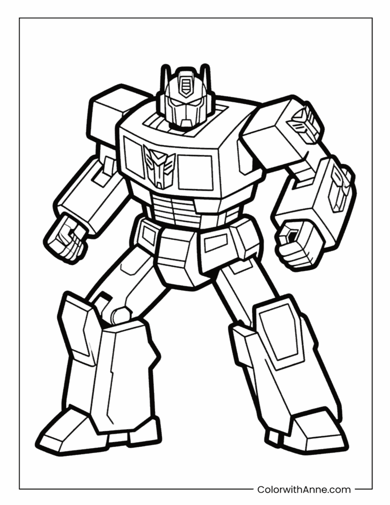 Easy Transformers Coloring Page for Kids