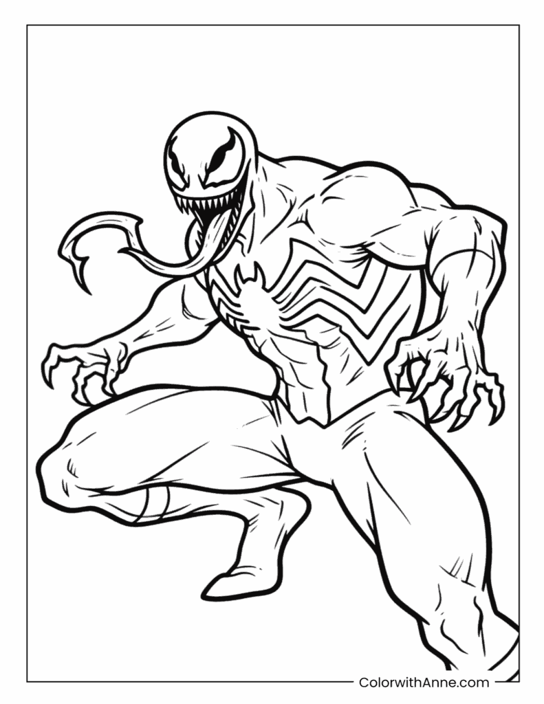 Easy Venom Coloring Page for Kids