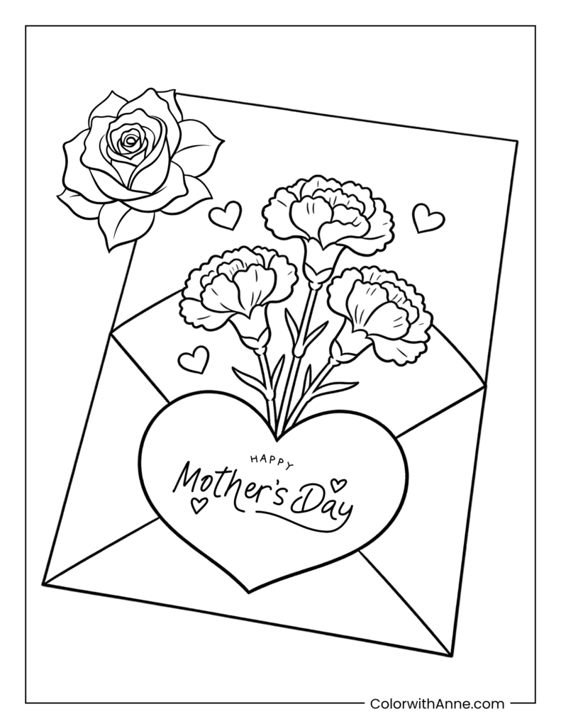 Elegant Carnations for Mother's Day Coloring Page