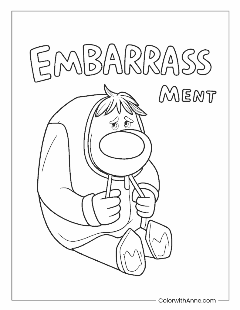Embarrassment Shy Pose Inside Out Coloring Page