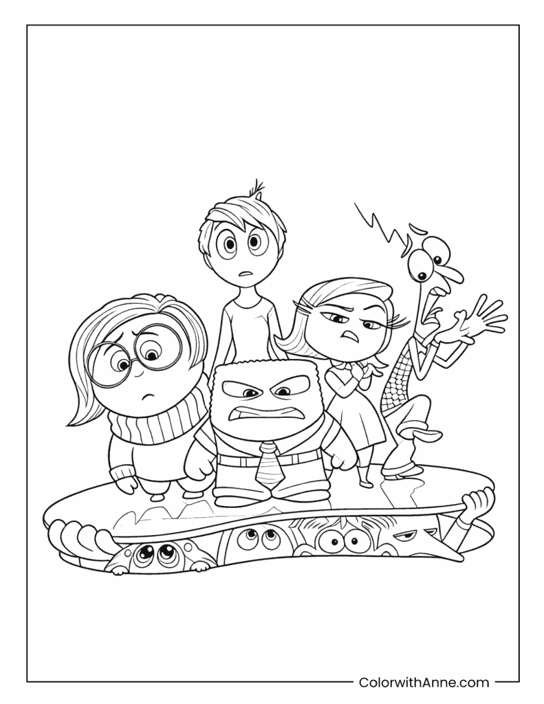 Emotions Team Inside Out Coloring Page for Kids