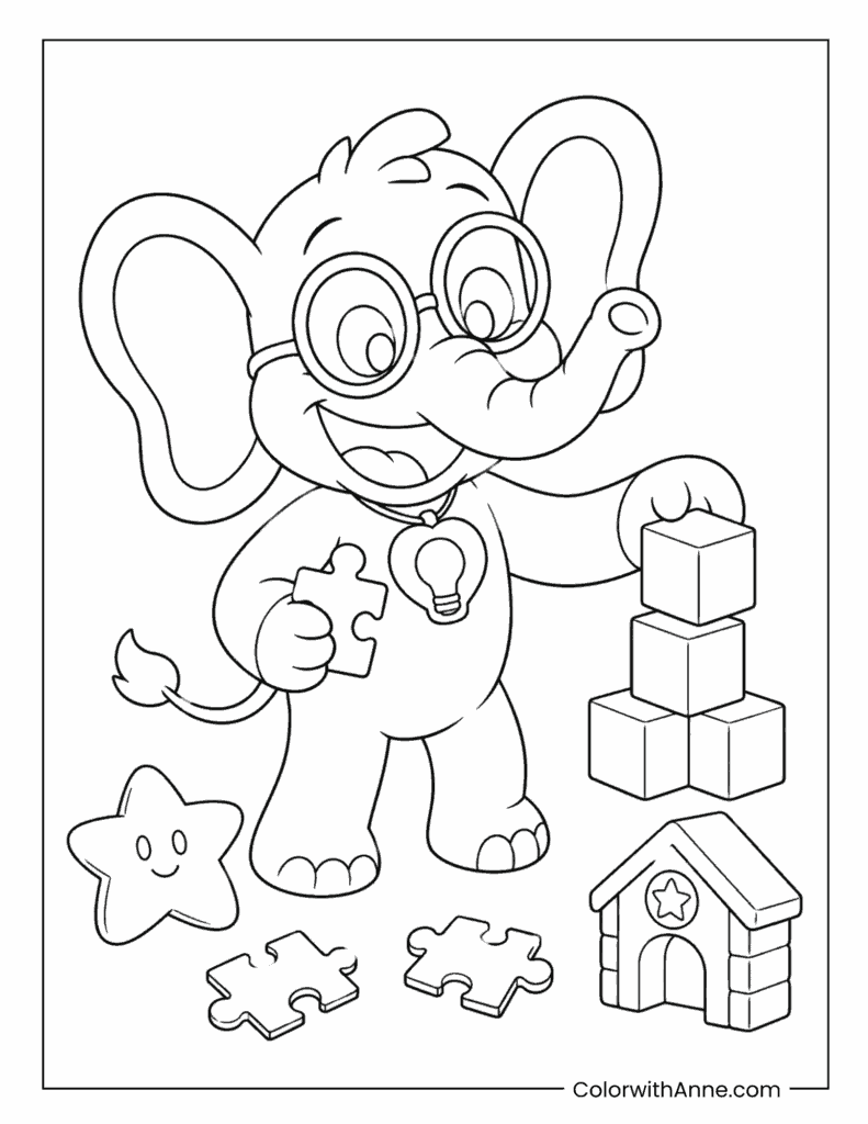 Energetic Bubba Bubbaphant Building Blocks Coloring Page