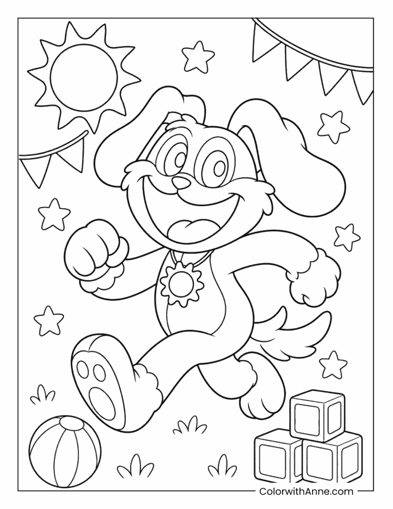 Energetic DogDay Outdoor Play Coloring Page