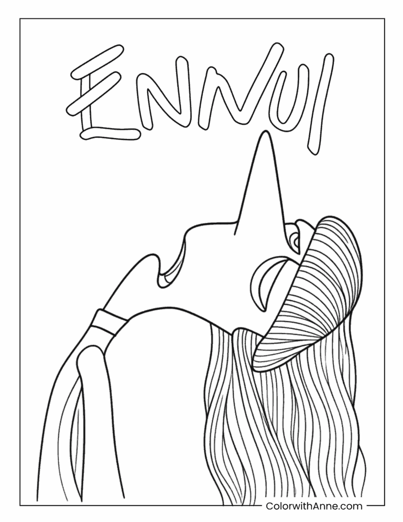 Ennui Bored Chill Pose Inside Out Coloring Page