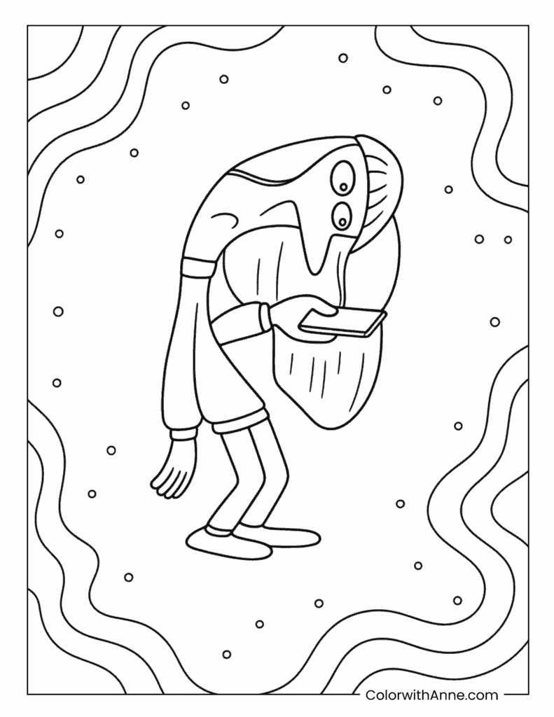 Ennui Phone Scrolling Mood Inside Out Coloring Page