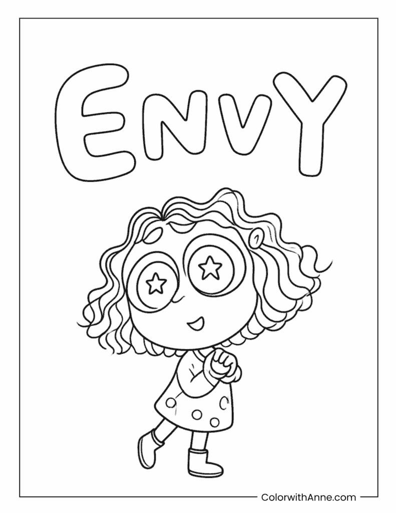 Envy Starry-Eyed Look Inside Out Coloring Page