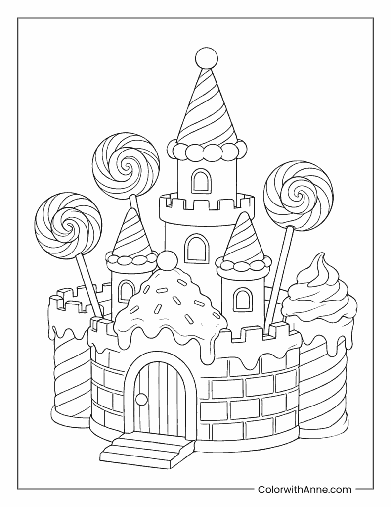Fantasy Candy Castle Coloring Page