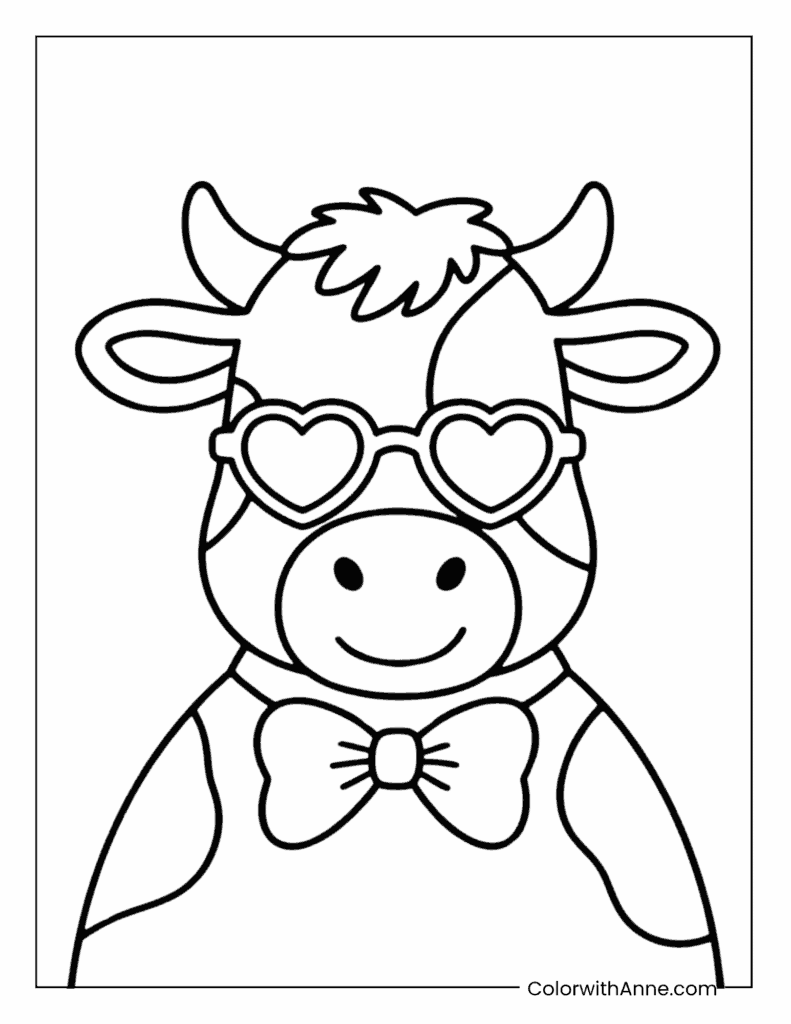 Fashion Cow Coloring Page