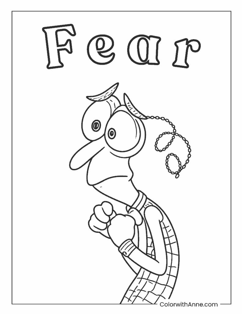 Fear Nervous Worry Inside Out Coloring Page