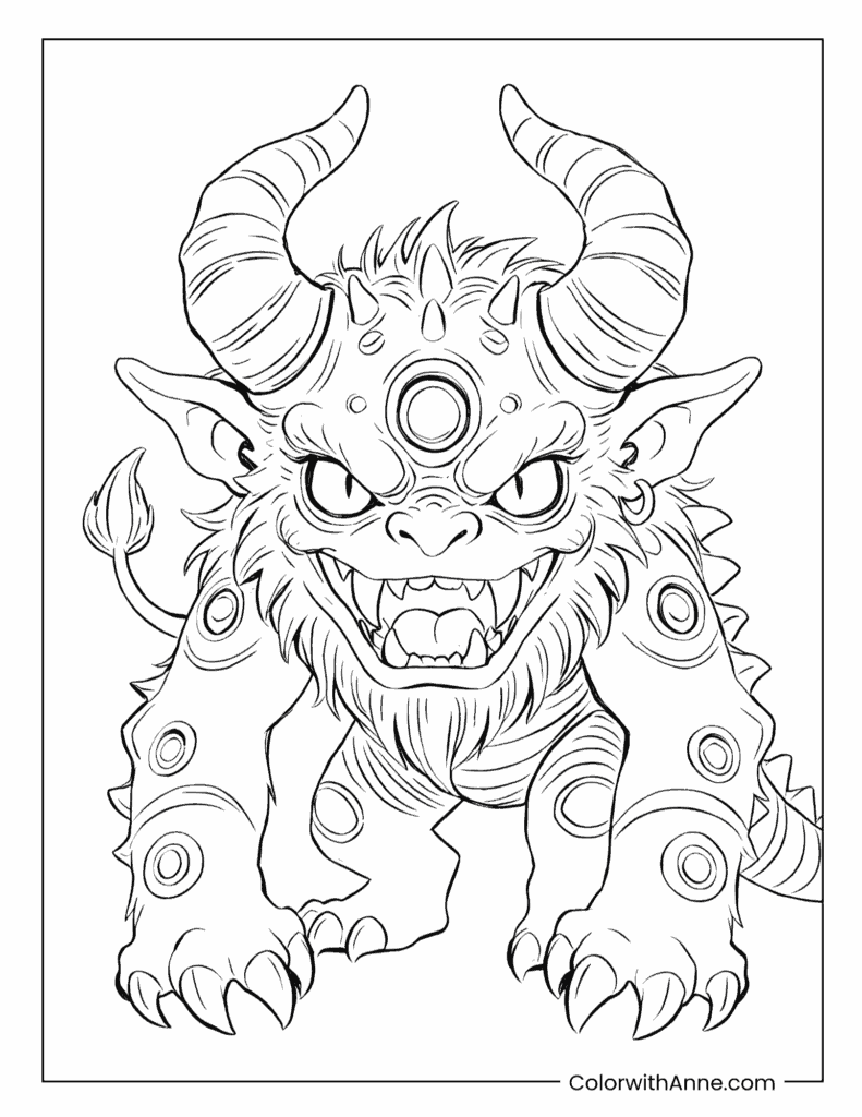 Fierce and Strong Monster Coloring Page