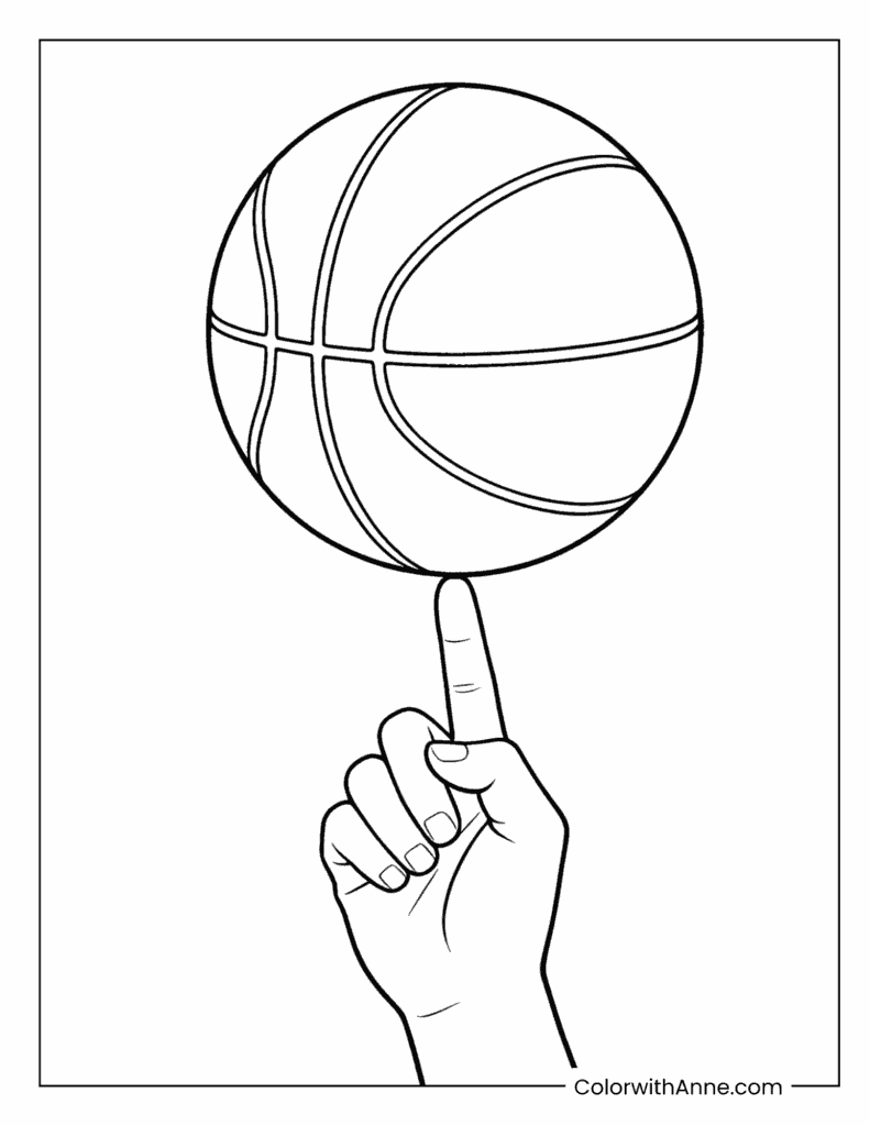 Finger Spinning a Basketball Coloring Page