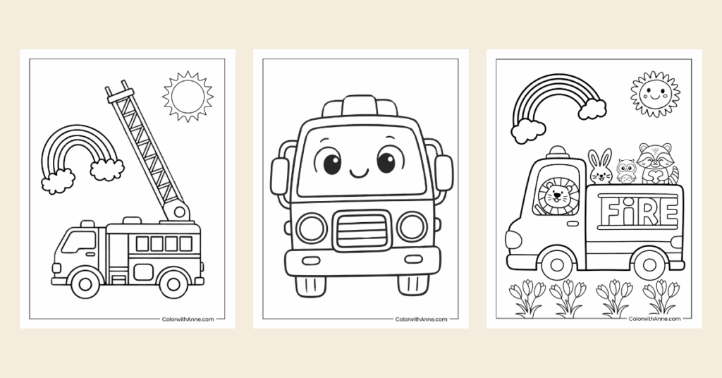 Fire Truck Coloring Pages Banner