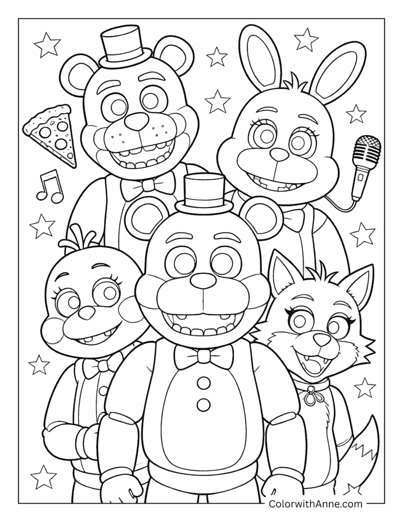 Five Nights at Freddy's Band Coloring Page