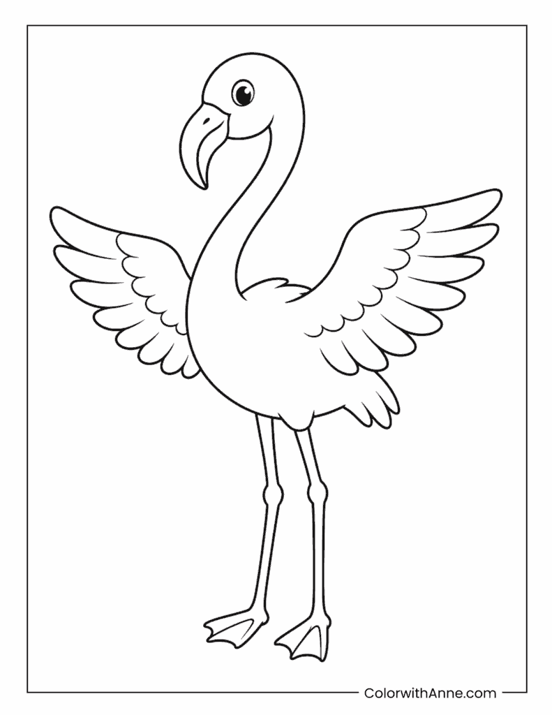 Flamingo Wings Spread Portrait Coloring Page