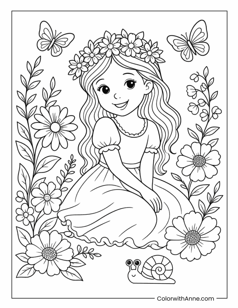 Flower Girl Coloring Page