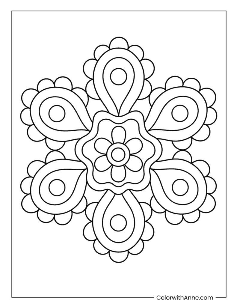 Flower Mandala With Loop Petals Coloring Page