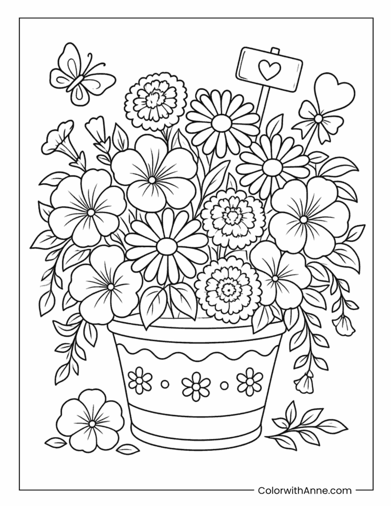 Flower Pot Coloring Page
