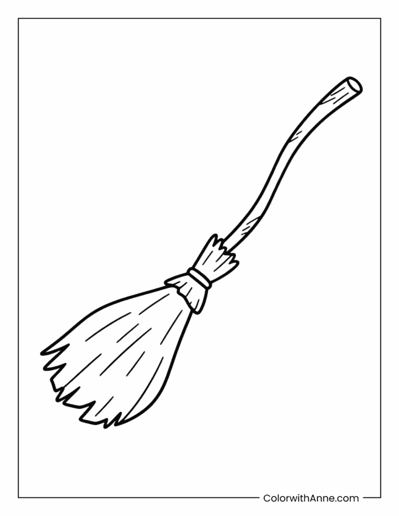 Flying Broomstick Coloring Page
