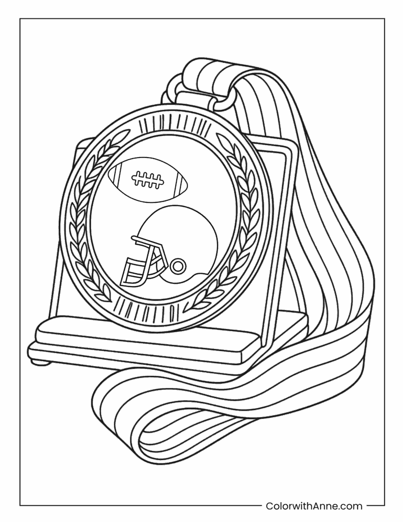 Football Medal And Helmet Display Coloring Page
